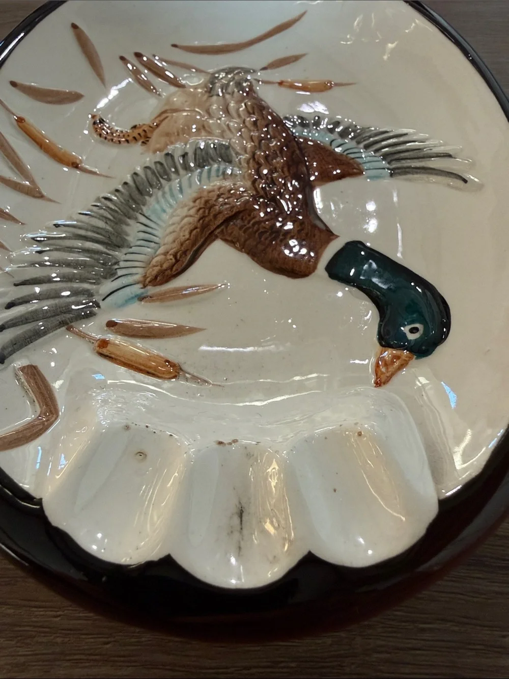 Hand-Painted Mallard Duck Ceramic Cigar Tray Vintage Hunting